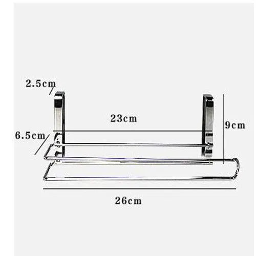 Silver stainless steel cabinet door back hanging paper towel rack