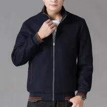 Men's autumn wool fleece jacket in sports style with long sleeves shown in grey colour
