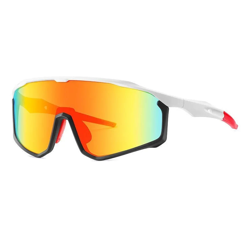 Colourful mountaineering goggles with full frame and UV-protective PC lenses for climbing and hiking.