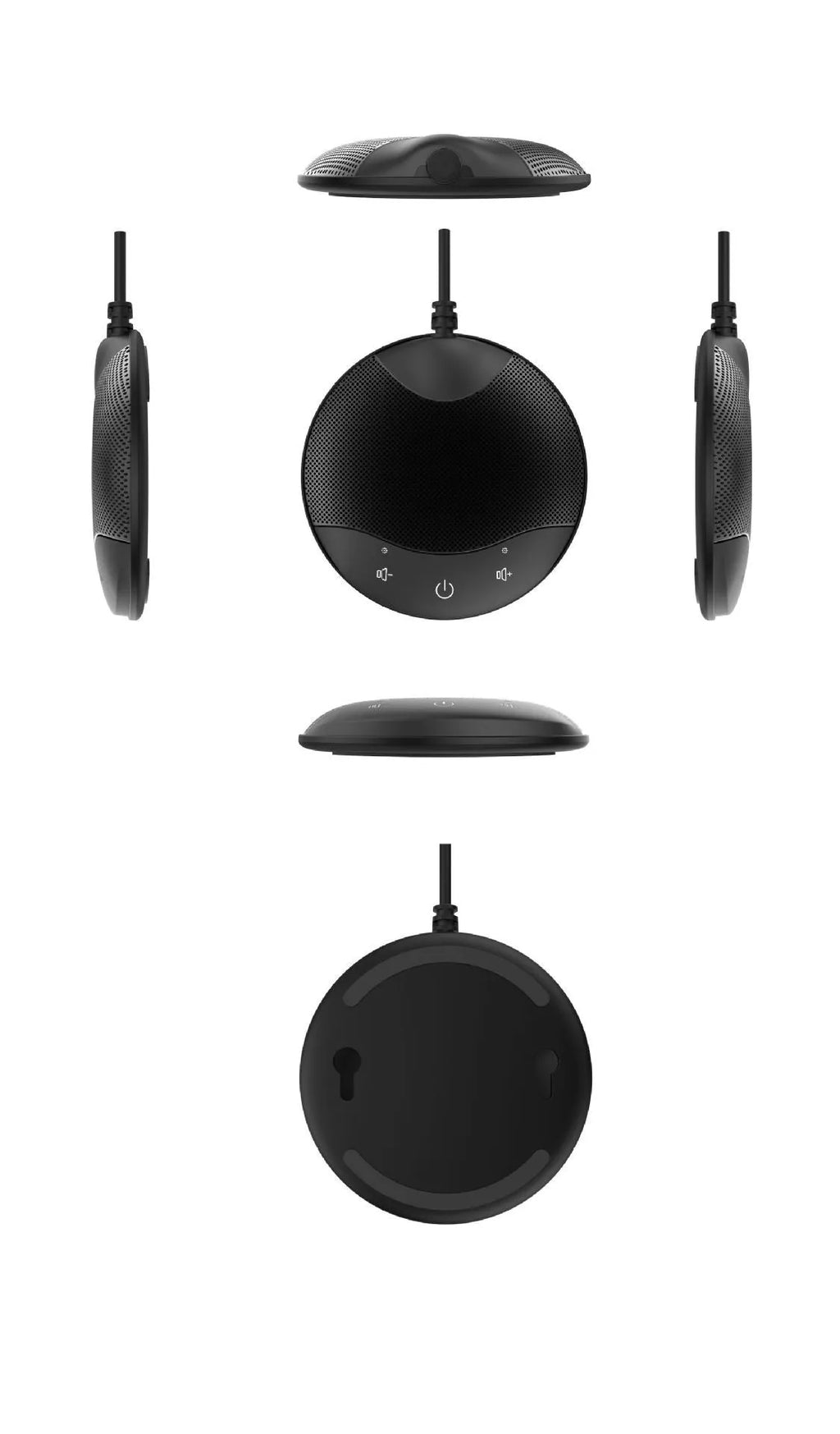 Black USB condenser microphone with capacitive interface for conference and gaming voice recording