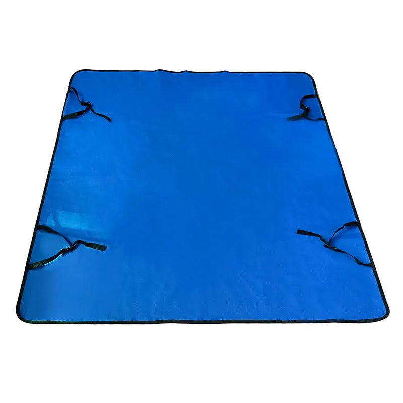 Washable cloth car pet mat for rear seat protection with dog bone print design.