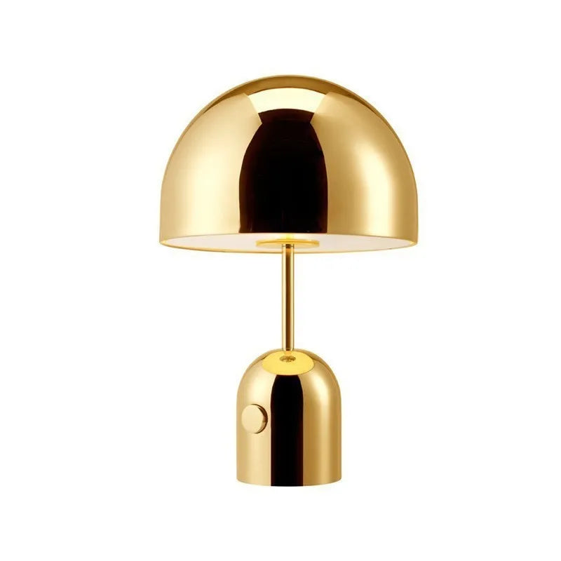 Post-modern metal base table lamp in rose gold finish measuring 280mm by 450mm