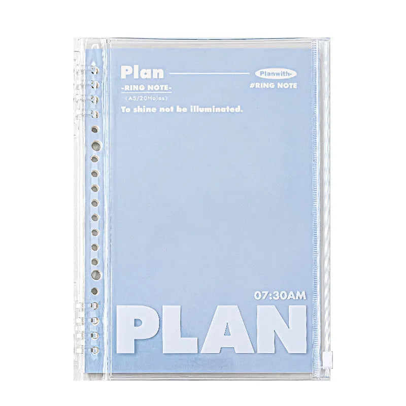 A5 spiral notebook with PVC cover in white or blue colour options