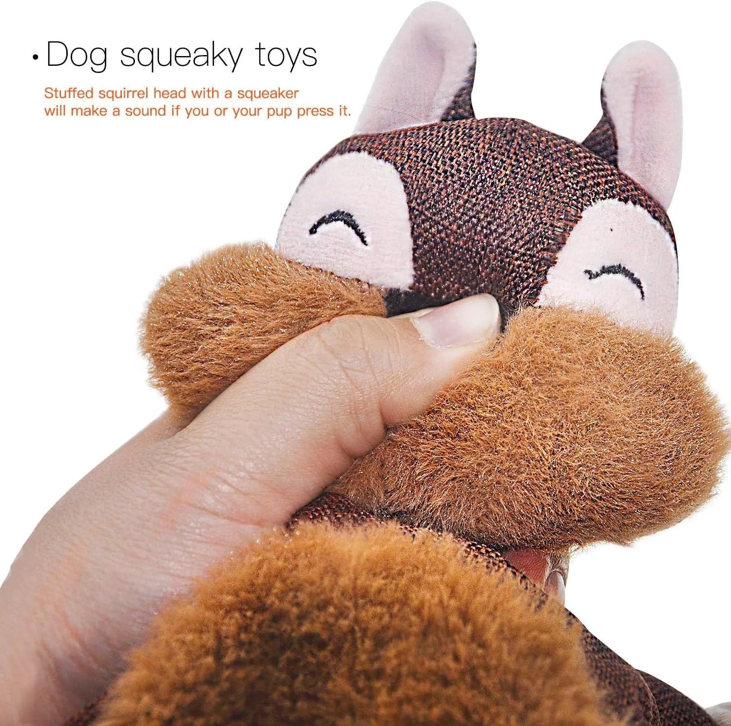 Brown plush fox dog toy with embroidered eyes, rope in limbs, for puppies and small dogs