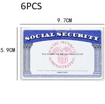 Transparent PVC social security card holder showing ID card visible through clear material