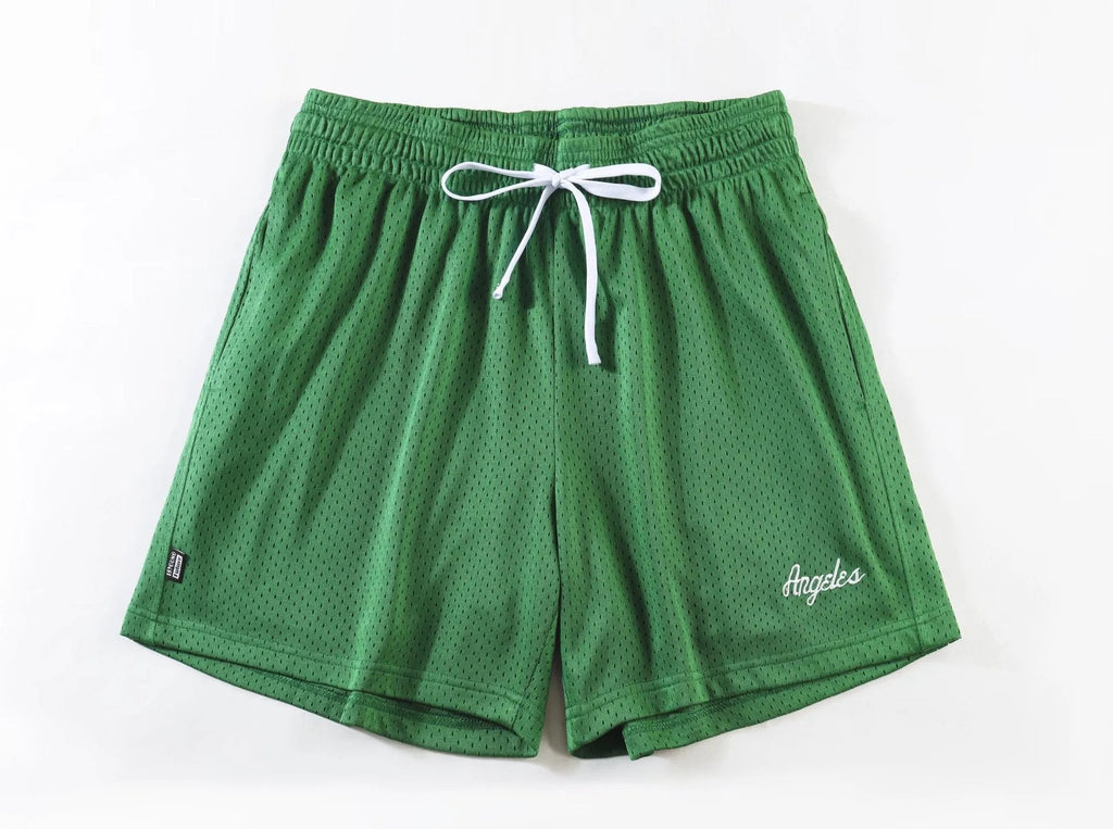 Men's personalised double-layer mesh shorts in polyester available in eight colours including sports purple with Asian sizing
