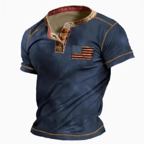 Men's short sleeve casual shirt with lapel and button design in polyester bird eye cloth fabric
