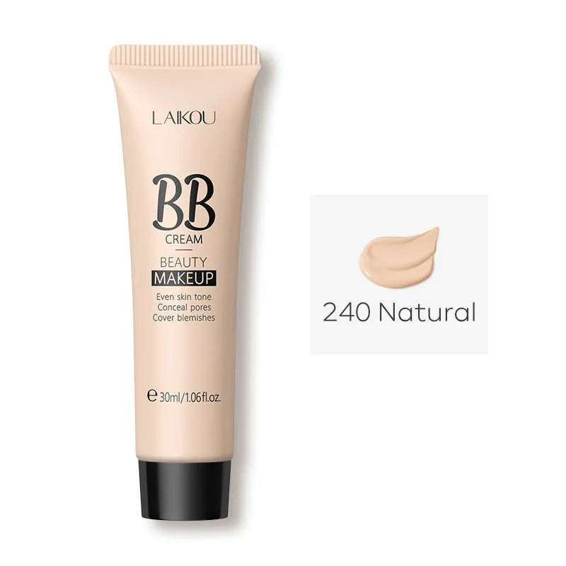 30ml tube of Natural Makeup BB cream in nine shades from Ivory White to Brown.