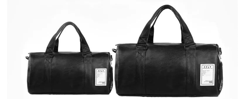 Black waterproof sports bag with diagonal straps and separate side shoe compartments.
