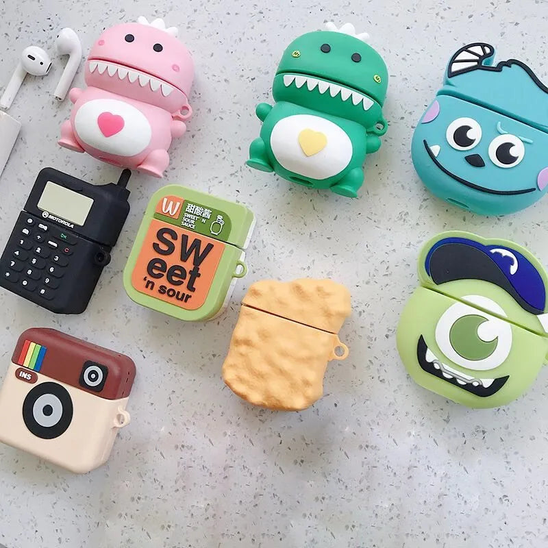 Cartoon animal design silicone case for AirPods 1st and 2nd generation in multiple colour options