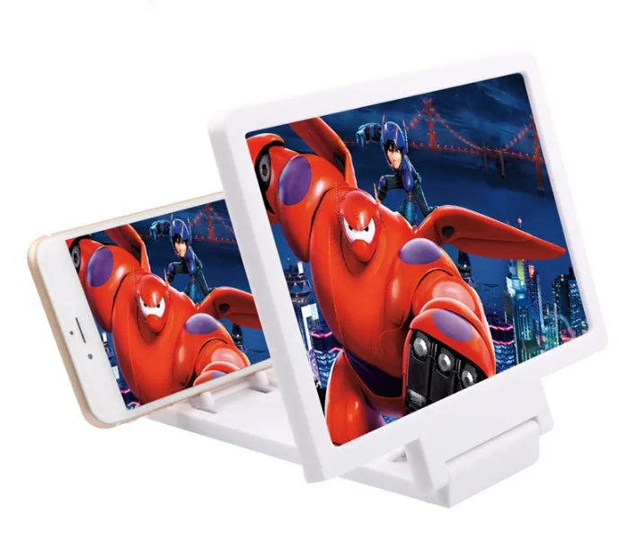Black foldable 3D mobile phone screen amplifier stand holding smartphone
