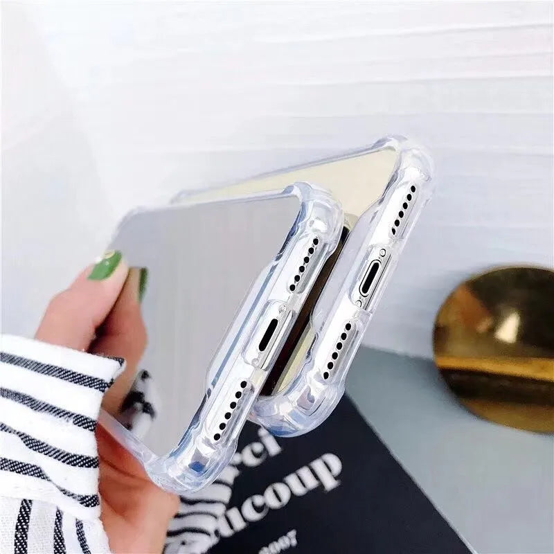 Mirrored back protective TPU case for iPhone on a table