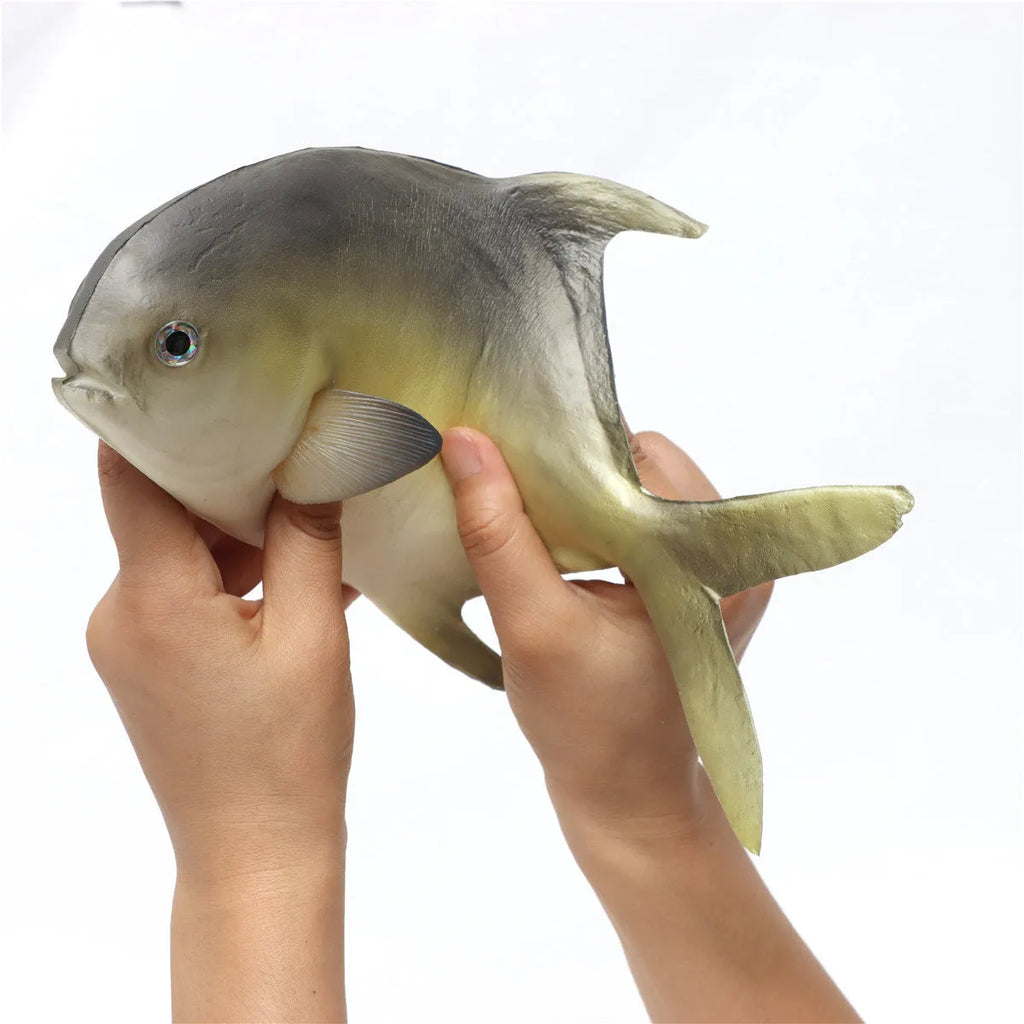 Three PU simulated fish models showing yellow-fin tuna variations on display surface