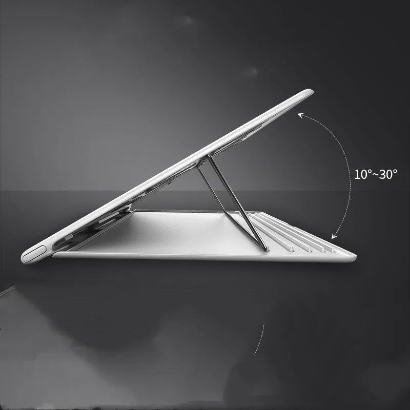 Dongdong portable alloy notebook stand in black shown on a desk