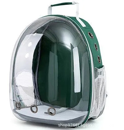 Grey PC astronaut-style cat carrier bag with side opening and large interior space.