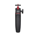 Compact camera desktop tripod mini extension selfie stick in black red, compatible with iPhone and DJI action camera