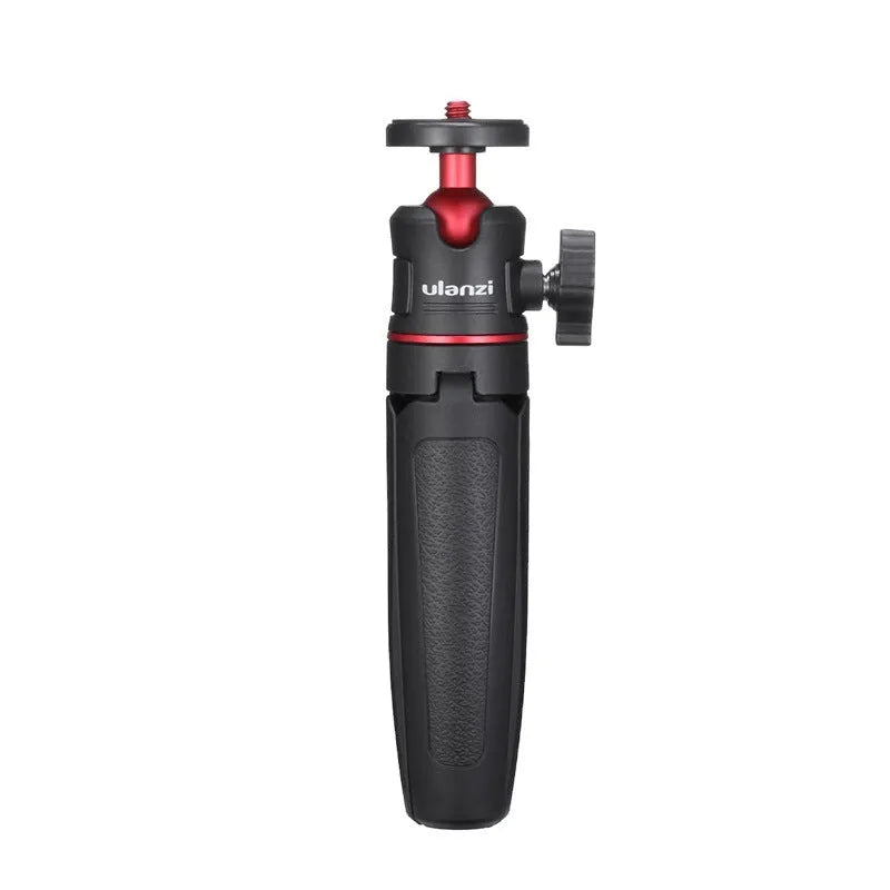 Compact camera desktop tripod mini extension selfie stick in black red, compatible with iPhone and DJI action camera