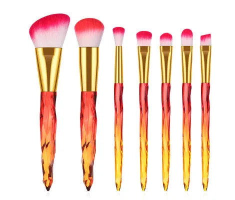 Set of 10 crystal handle foundation brushes with artificial fibre bristles in four colour options