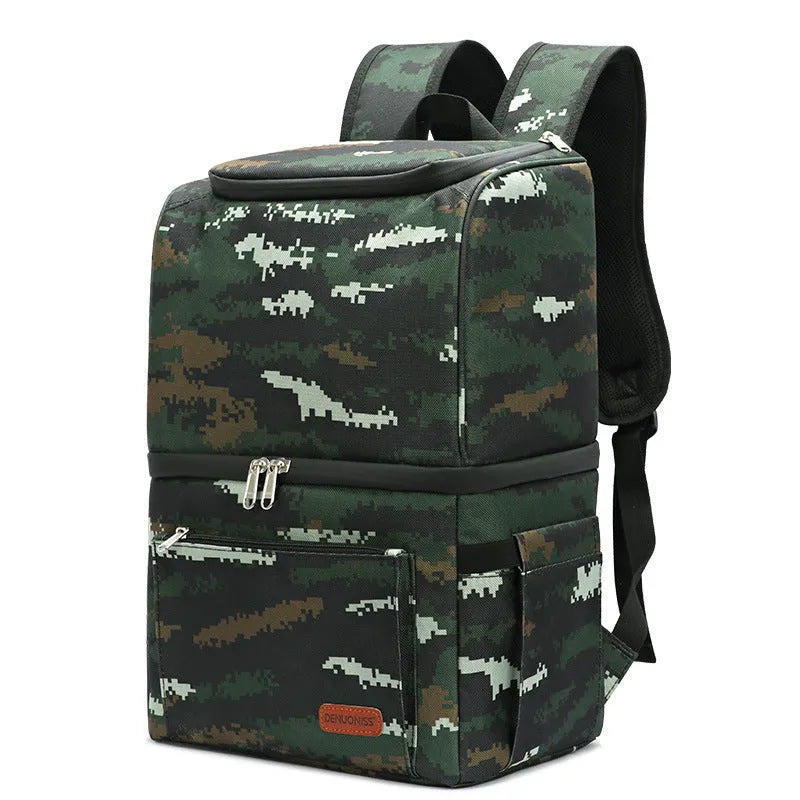 Double layer insulated backpack in Oxford cloth with ice pack compartment and shoulder straps