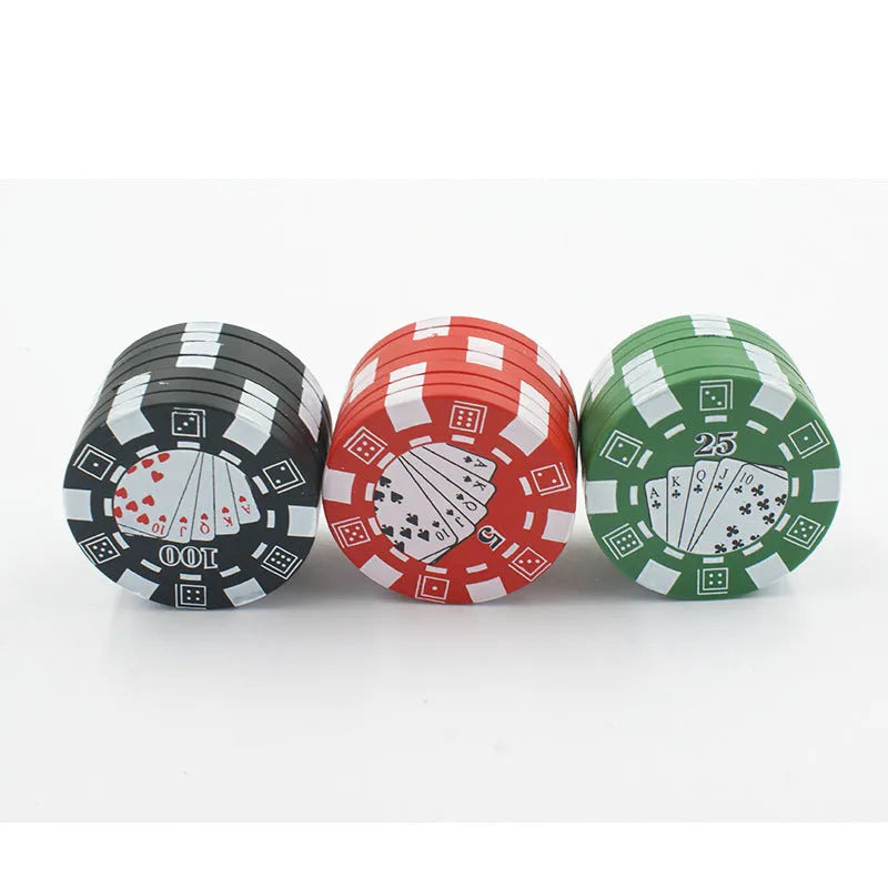 Small chip shape manual grinder with keychain and bottle opener, 4.2 x 2.6cm, available in black, red, green