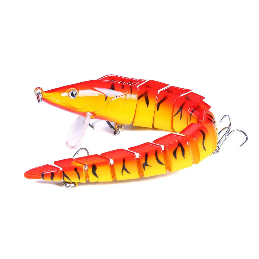 Multi-section simulated loach fishing lure measuring 23cm with a #2 hook, shown in one of five available colour options.