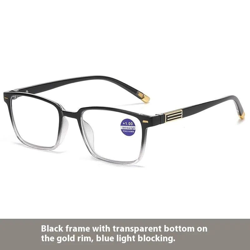 Multifocal photochromic reading glasses with anti blue light protection in various frame styles