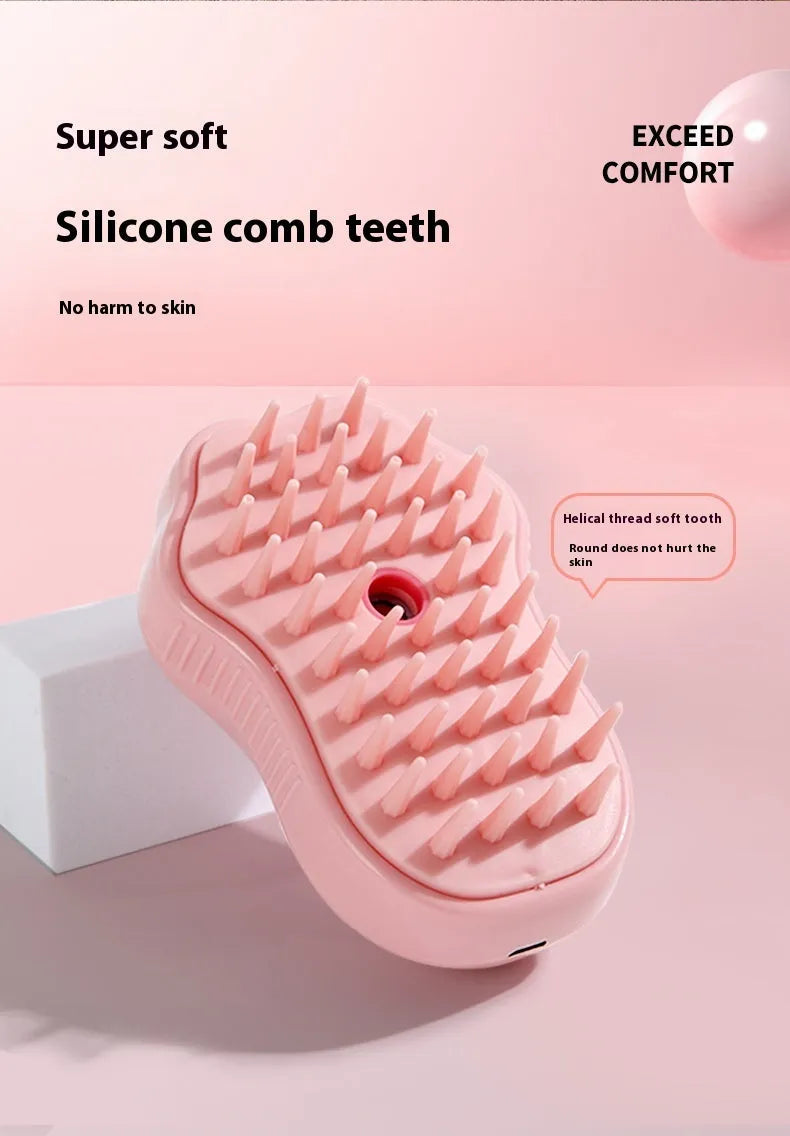 Pet spray comb brush for cats and dogs in ABS TPR with spray function and non-slip grip
