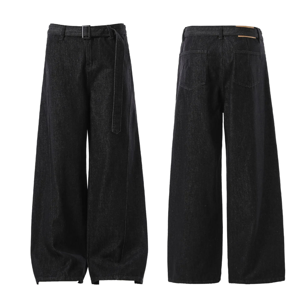 Women's black gold high waist straight leg denim jeans with zip fly retro style