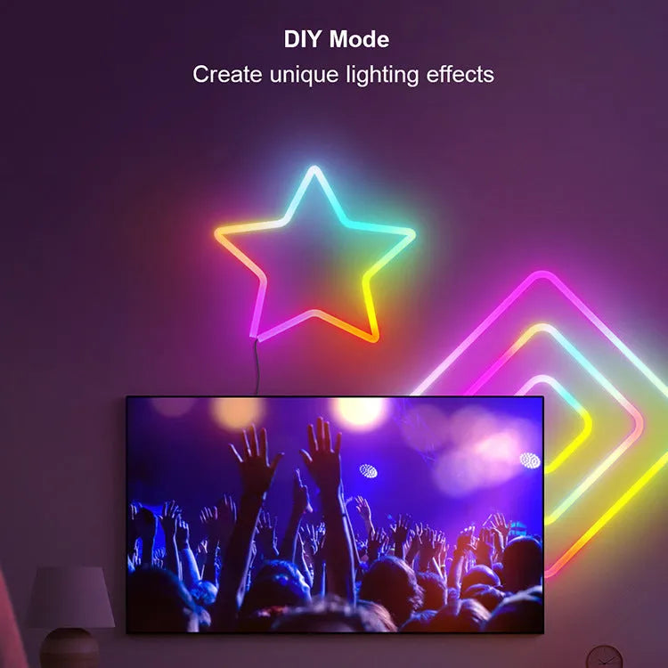 3 metre long RGB neon light strip with remote control and USB power cable
