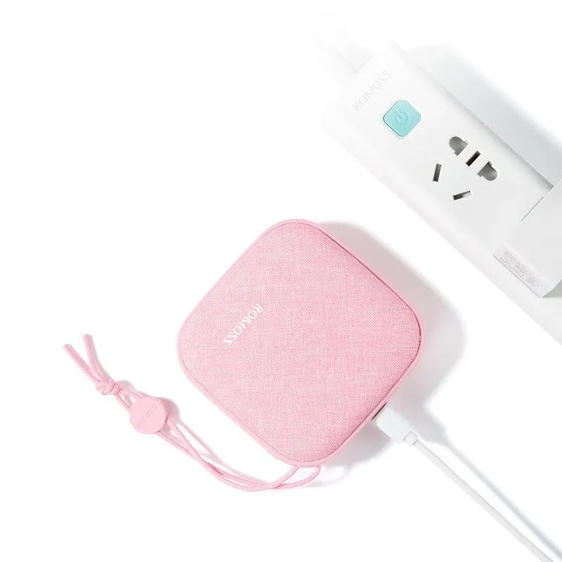 Linen Art mini portable mobile power bank in green with 10000mAh capacity and USB ports