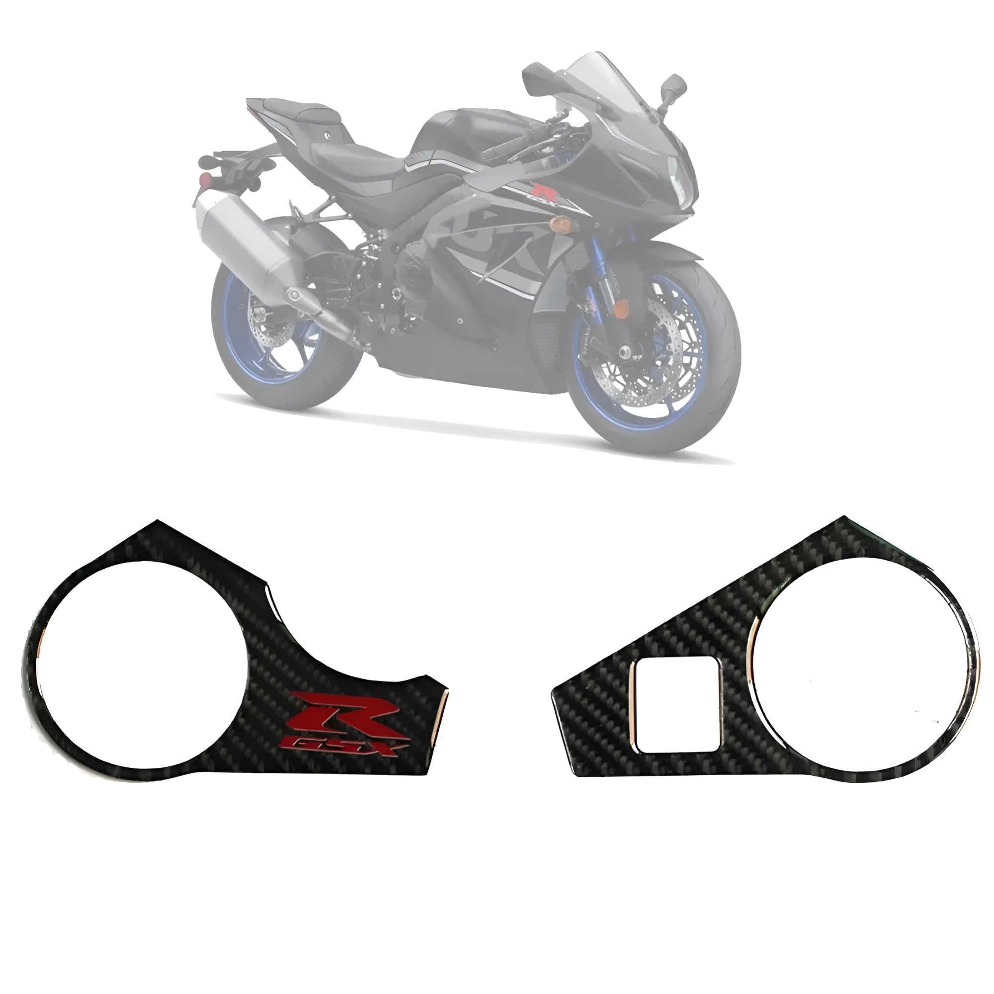 Black carbon fibre motorcycle sticker for SUZUKI GSXR1000 L1 2009-2016 upper plate.