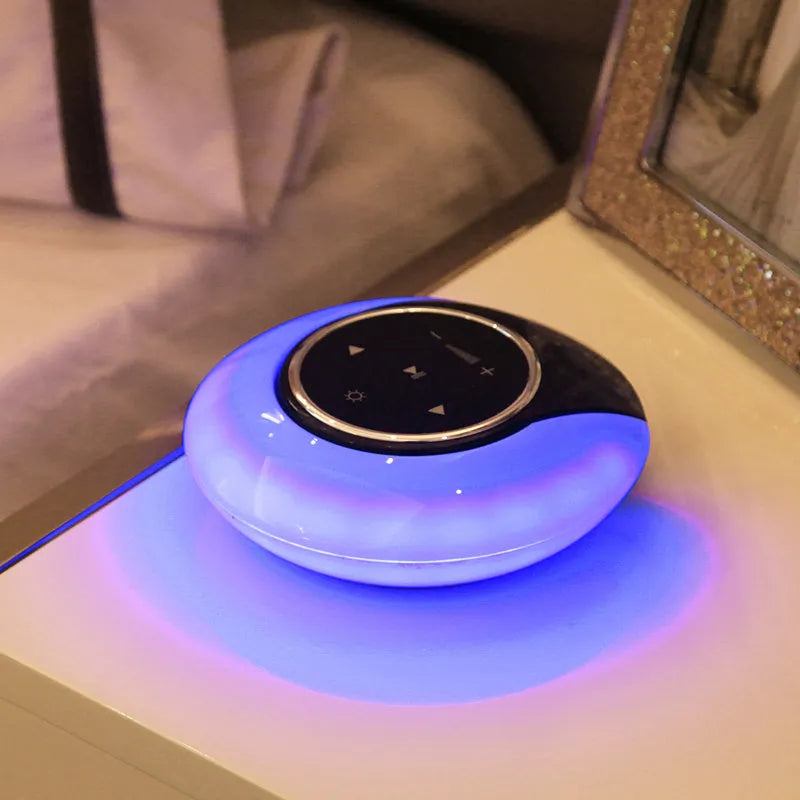 Bluetooth speaker desk lamp with touch controls, foldable design and LED lighting in three colour options