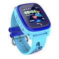 Blue and purple children's smartwatch with silicone strap and 1.22-inch touch screen display