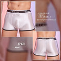 Men's shiny silky nylon boxer shorts in free size available in black, white and sapphire blue colours