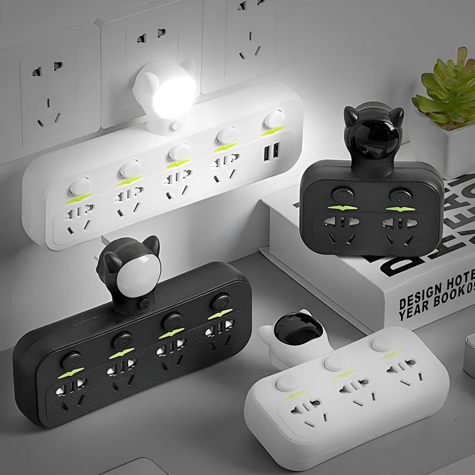 Smart socket with anti-leakage plug in black finish