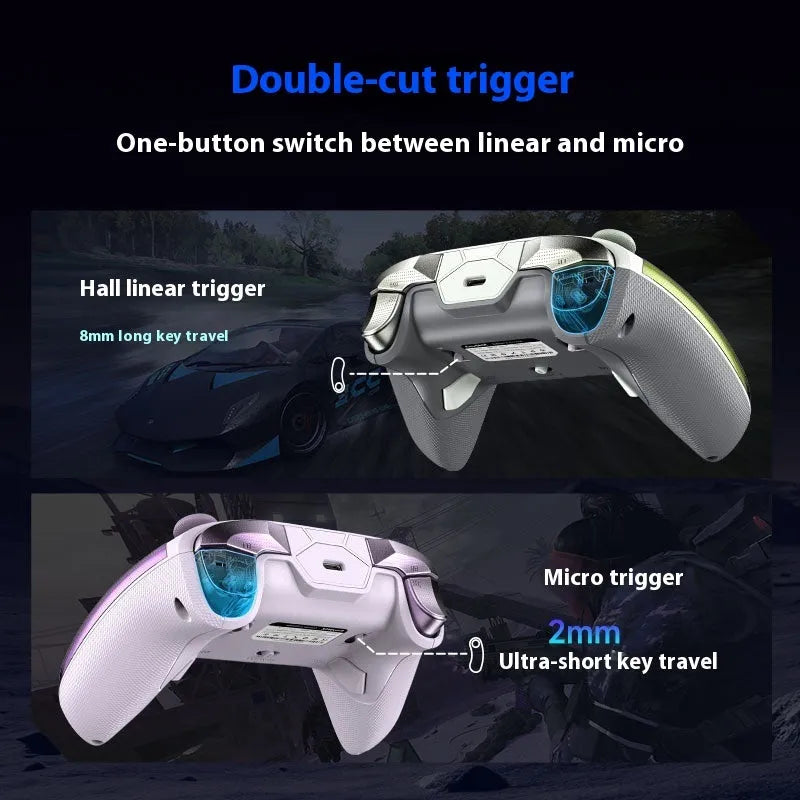 Rocker Smart Dual Trigger Game Controller with charging base in black, green or purple colour