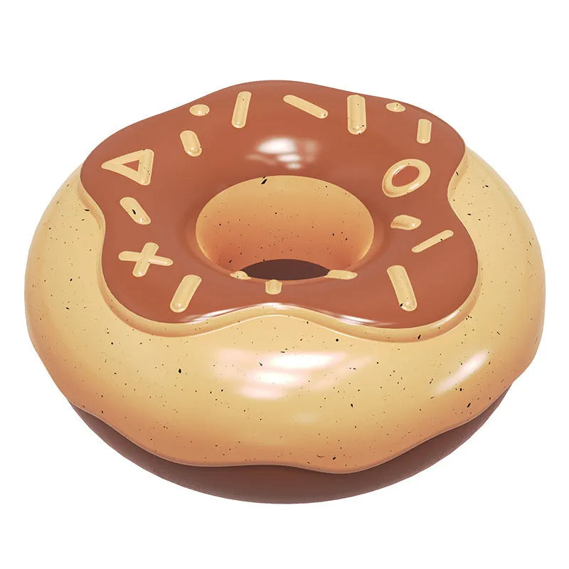 Pink donut-shaped dog chew toy with textured surface for molar cleaning