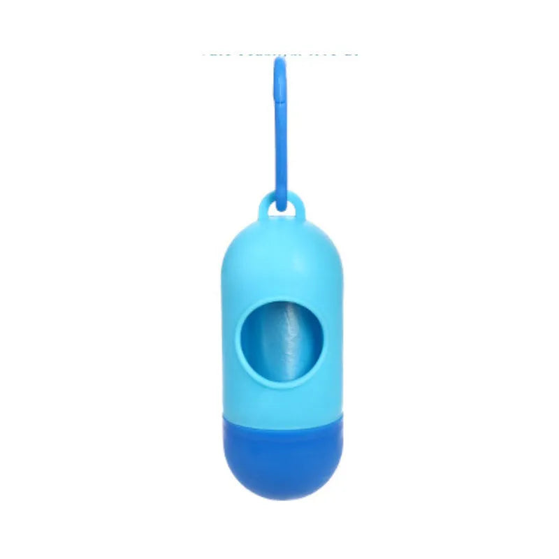 Roll of handled dog poop bags in assorted colours showing dimensions of 22.5 by 30 centimetres