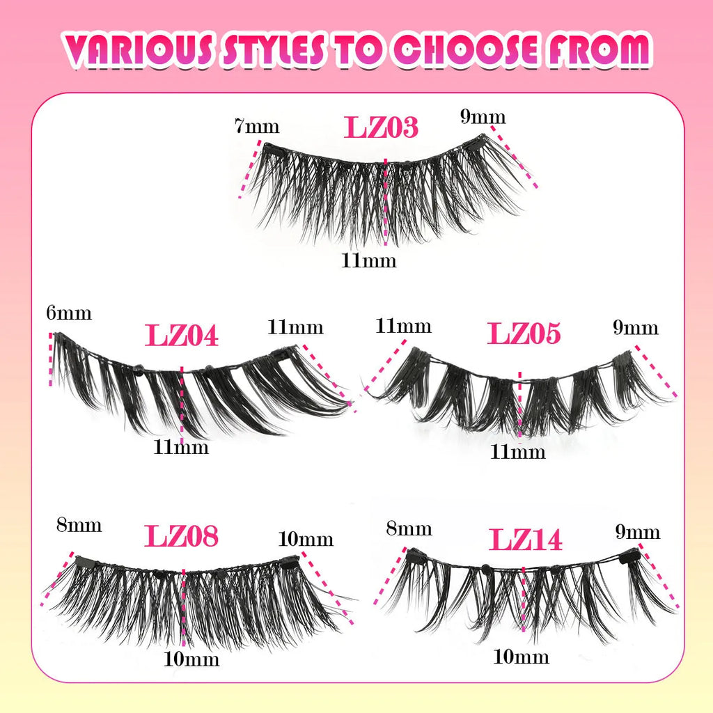 Reusable waterproof glue-free false eyelashes in artificial fibre with thick natural appearance