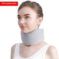 White PP plastic neck and shoulder support brace for posture correction on a grey background.