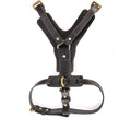 Black leather dog chest harness set with automatic traction rope for walking large breeds
