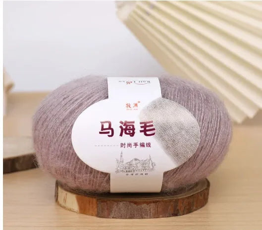 Mohair wool ball for DIY scarf knitting kit with Inverness thread in multiple colour options