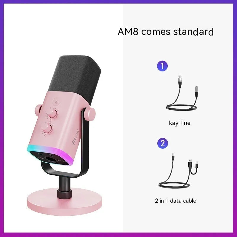Dynamic noise reduction microphone in ABS PC housing with XLR cable and mounting bracket