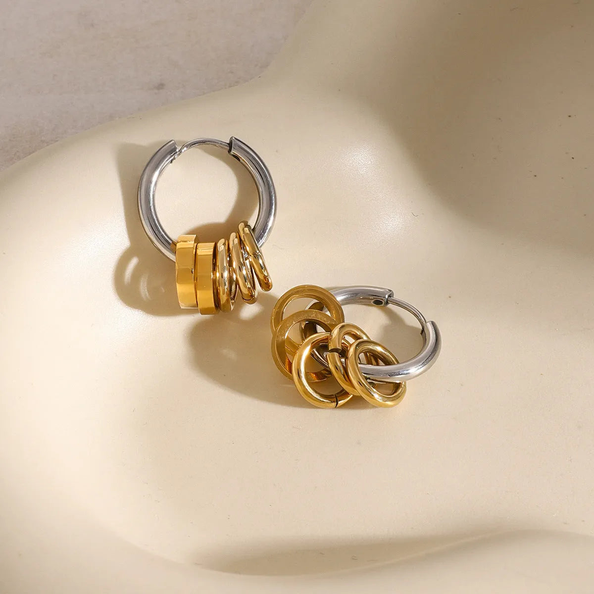 Stainless steel personality earrings with electroplated silver or rose gold finish