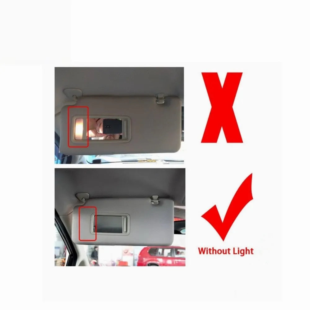 Beige sun visor with mirror for Nissan Lida 2005-2012, dimensions 43x23x8 cm