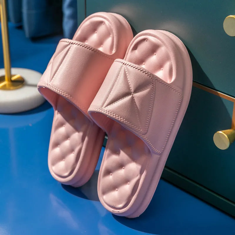 EVA bathroom slippers in five colours with thick non-slip soles for indoor use