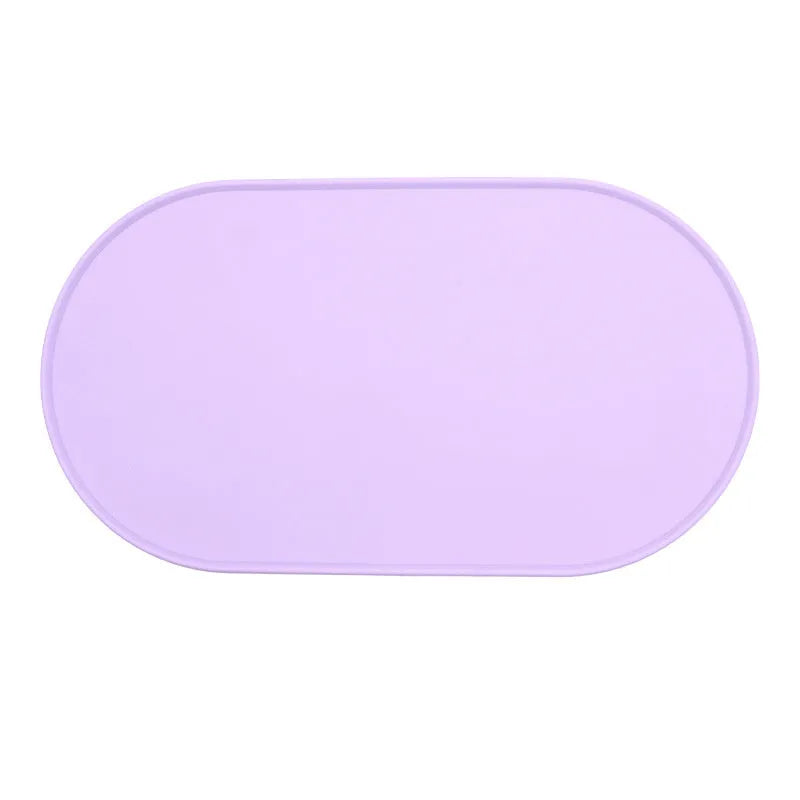 Silicone waterproof placemat for cat food and water bowls in beige colour.