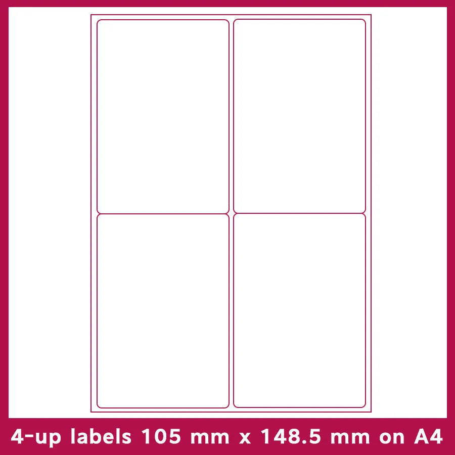 A4 FBA label paper sheets showing ten different grid formats for barcode and serial number printing