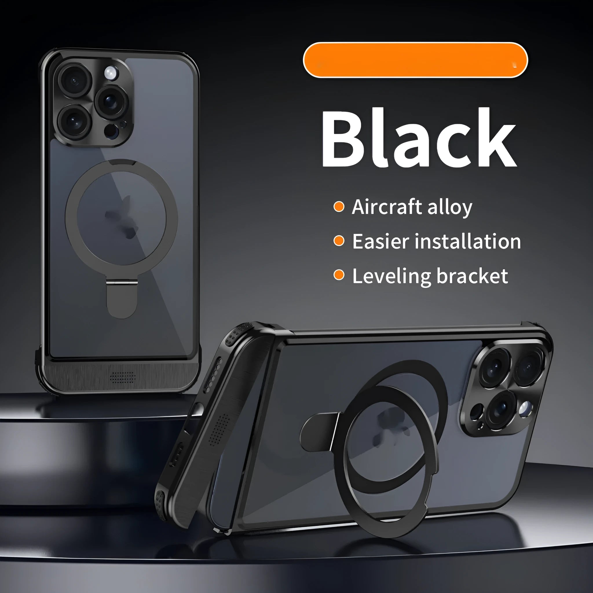 Half pack phone case with magnetic bracket and suction for iPhone in silver gray