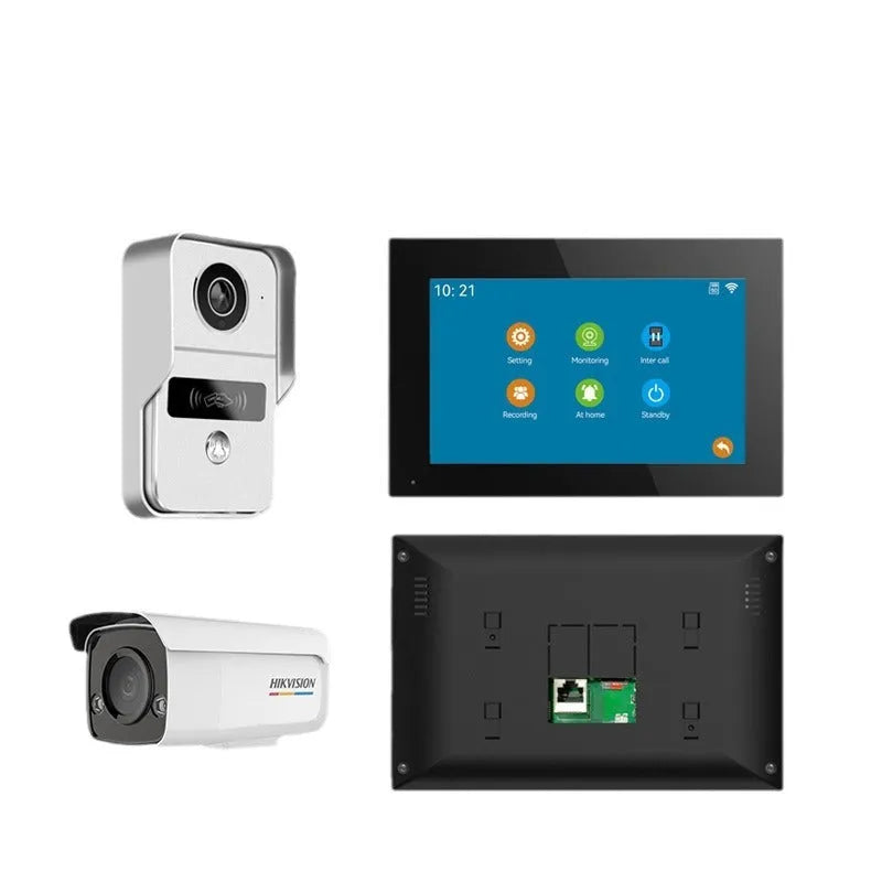 10-inch wireless video intercom doorbell system with outdoor camera unit and indoor colour display